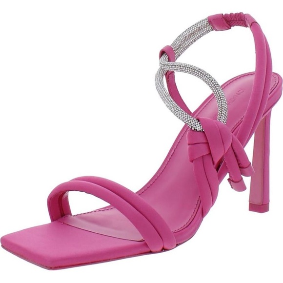 Jonathan Simkhai Womens Cassie Pink Satin Rhinestone Heels Shoes NWT size 38